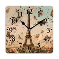 thumbnail image 1 of Square Wall Clock,Eiffel Towere With Butterflies And Roses,Silent Non-Ticking Wall Clock Decor for Home Office Kitchen Living Room Bedroom(14inch), 1 of 4