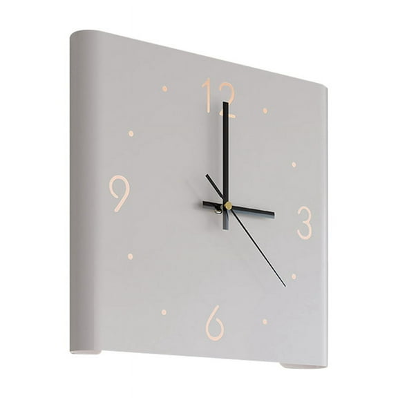 Square Wall Clock Folded Corner Hanging Chic Arc Silent with Light for Living Room Home Decoration-B