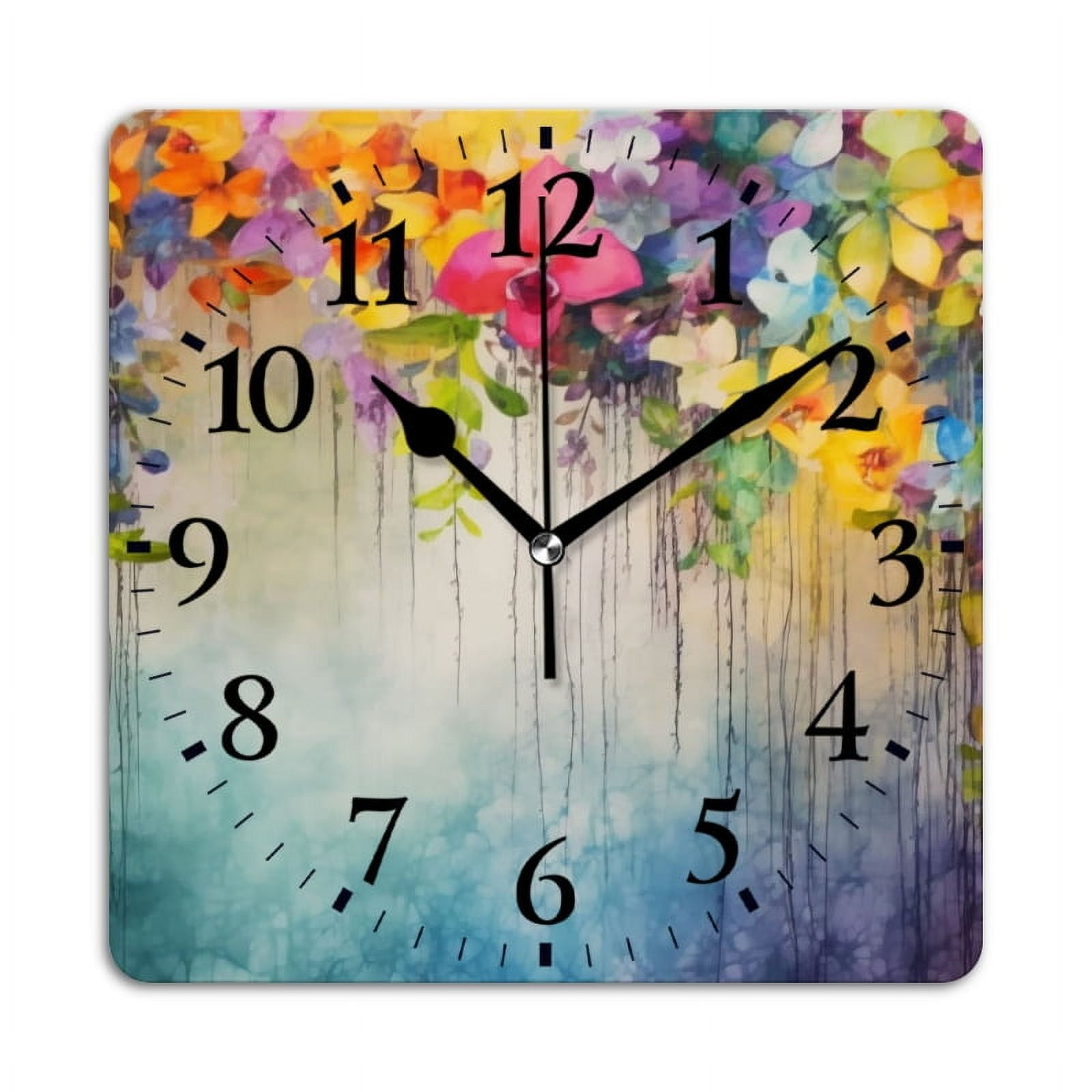 LOKMU Orologio Da Parete Silenzioso 30 Cm: Quadrato, Design Astratto Grigio E Arancione, Per Soggiorno E Cucina