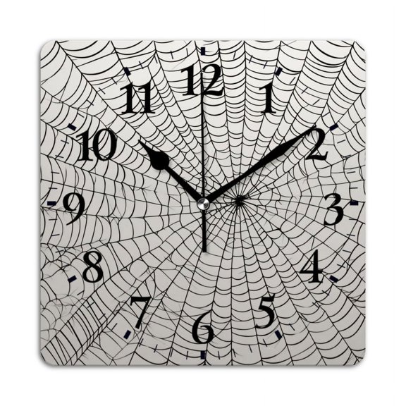 Square Wall Clock,Intricate Spider Web With Numerous Lines And Curves,Silent Non-Ticking Wall Clock Decor for Home Office Kitchen Living Room Bedroom(10inch)