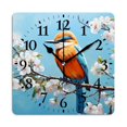 thumbnail image 1 of Square Wall Clock,Kingfisher Bird Sitting On Cherry Blossom Branch,Silent Non-Ticking Wall Clock Decor for Home Office Kitchen Living Room Bedroom(14inch), 1 of 4