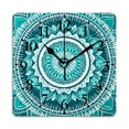 thumbnail image 1 of Square Wall Clock,Mandala Pattern With Turquoise And White Colors,Silent Non-Ticking Wall Clock Decor for Home Office Kitchen Living Room Bedroom(12inch), 1 of 4