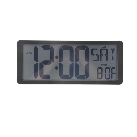 Square Wall Clock Series, 13.8inch Large Digital Jumbo Alarm Clock, LCD Display, Multi-Functional Office Decor Desk Black