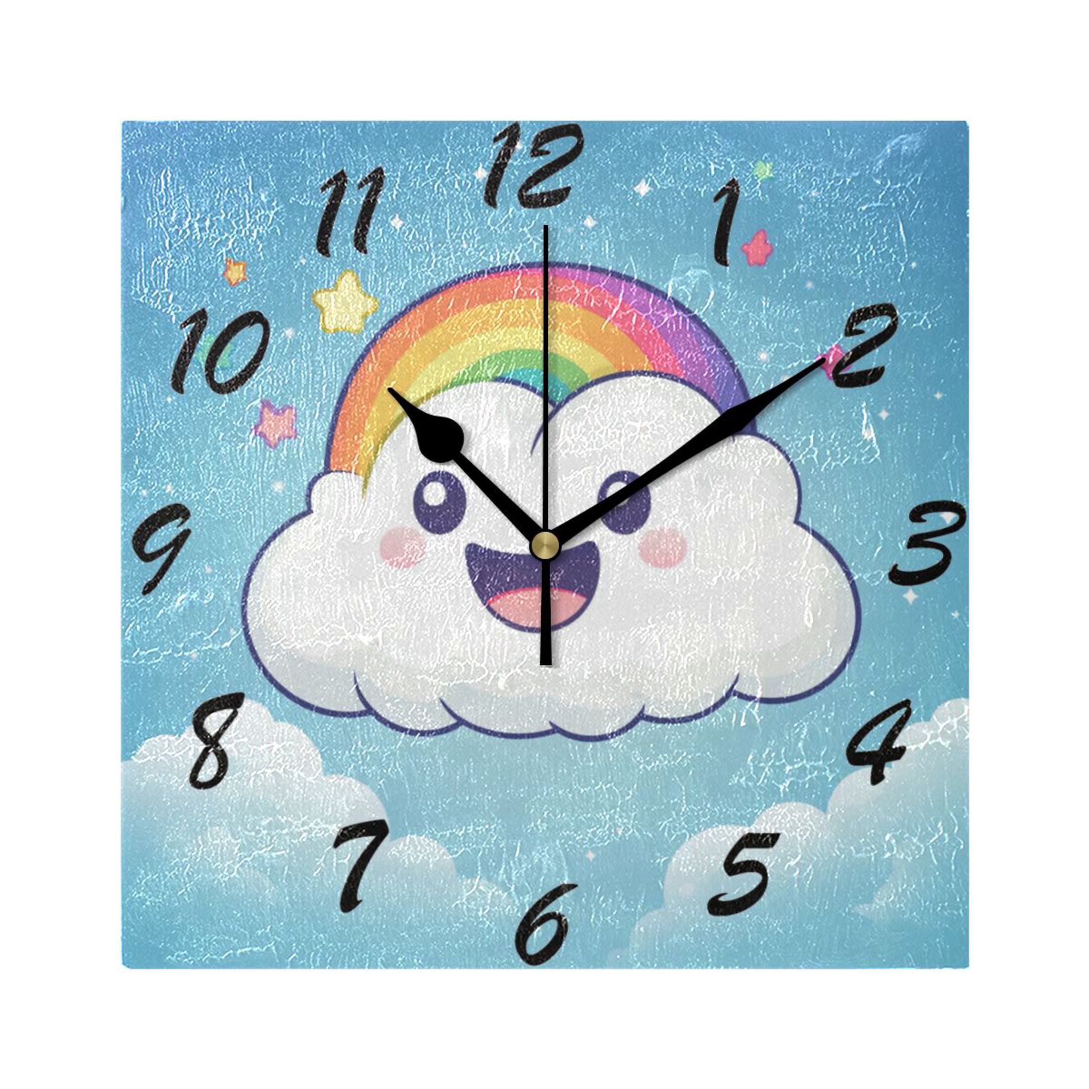 Square Wall Clock Silent Non-Ticking Battery Operated Retro 7.78" Clock ...