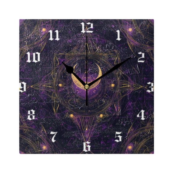 Square Wall Clock Silent Non-Ticking Battery Operated Retro 7.78" Clock for Bedroom Living Room Decor Ancient Symbol Pattern
