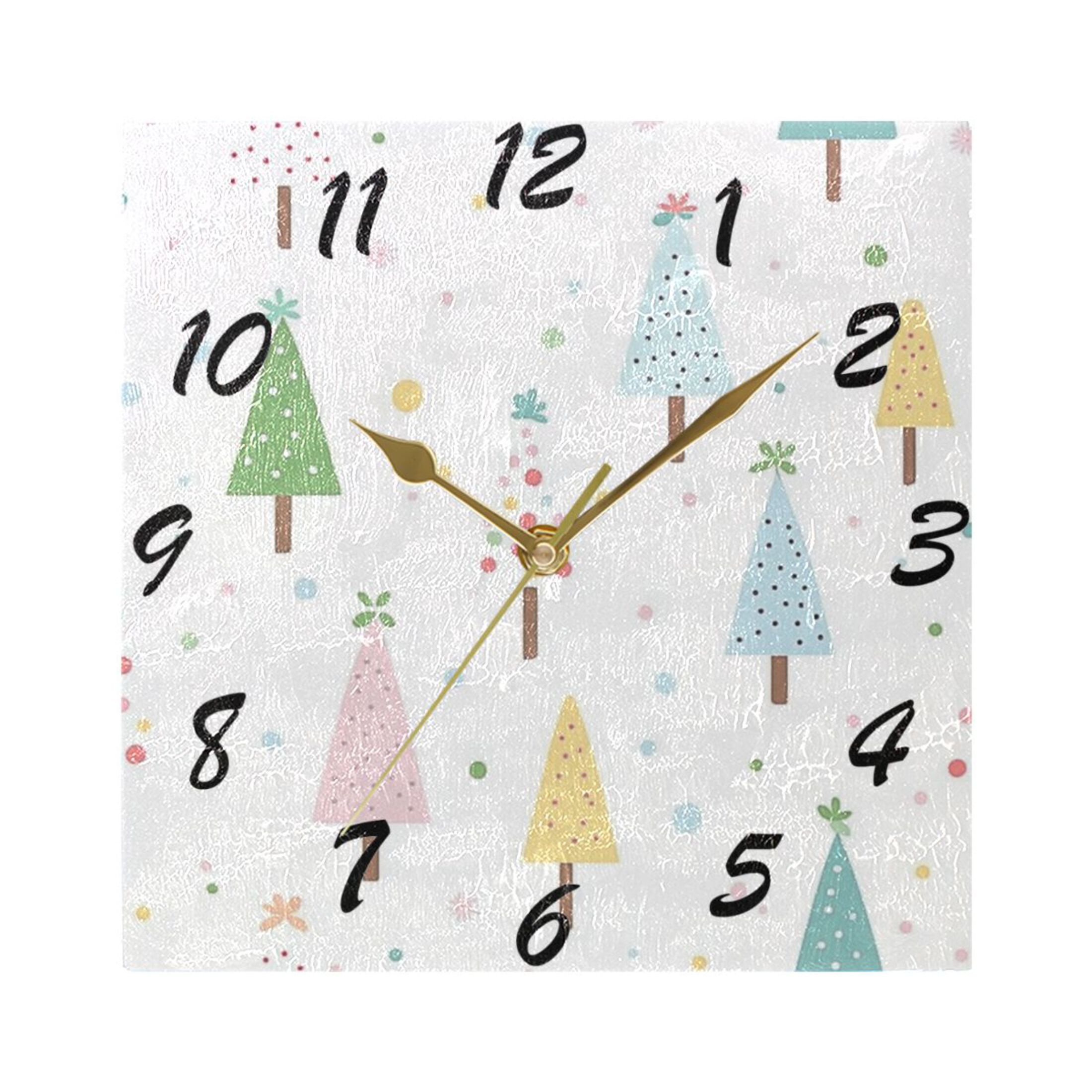 Square Wall Clock Silent Non-Ticking Battery Operated Retro 7.78" Clock ...
