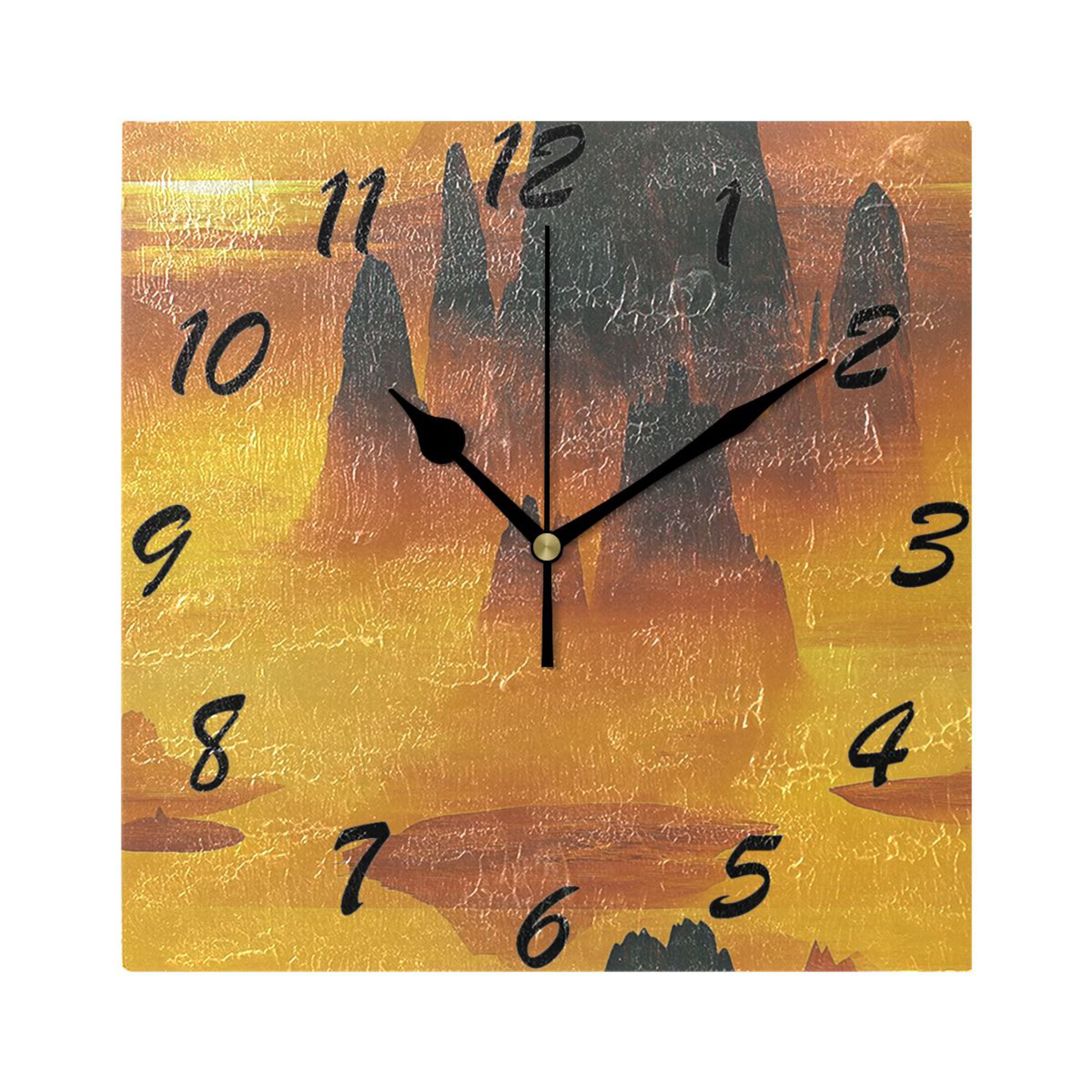 Square Wall Clock Silent Non-Ticking Battery Operated Retro 7.78" Clock ...