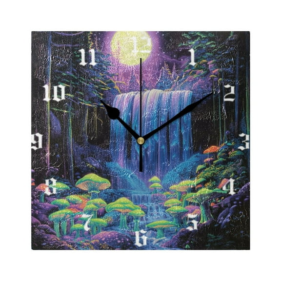 Square Wall Clock Silent Non-Ticking Battery Operated Retro 7.78" Clock for Bedroom Living Room Decor Neon Oversized Waterfall