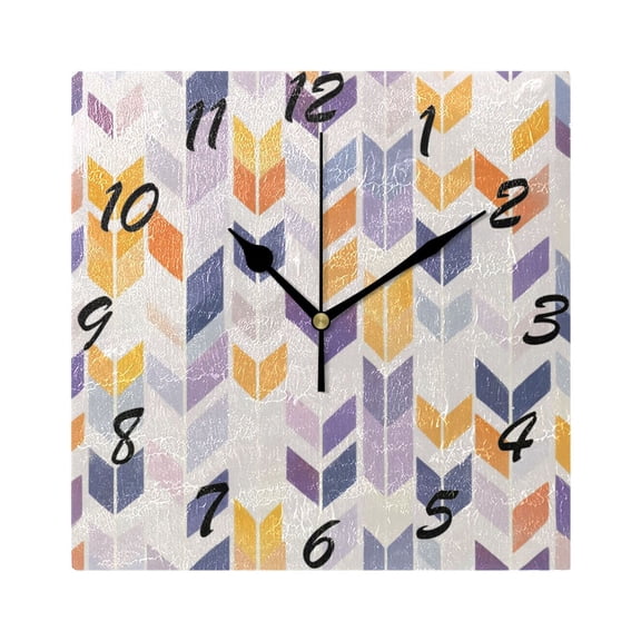 Square Wall Clock Silent Non-Ticking Battery Operated Retro 7.78" Clock for Bedroom Living Room Decor Shape Of Lavender Arrow