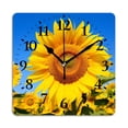 thumbnail image 1 of Non-Ticking Silent Wall Clocks Battery Operated Personalized Decor Clock for Living Room,Bedroom-Sunflowers Blooming In The Field Against Blue Sky Background(10inch), 1 of 4