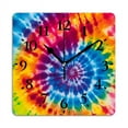 thumbnail image 1 of Square Wall Clock,Tie-Dye Pattern With Featuring Rainbow Colors And Spira,Silent Non-Ticking Wall Clock Decor for Home Office Kitchen Living Room Bedroom(14inch), 1 of 4
