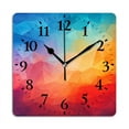 thumbnail image 1 of Square Wall Clock,Vibrant And Colorful BackgSquare Made Of Triangles,Silent Non-Ticking Wall Clock Decor for Home Office Kitchen Living Room Bedroom(12inch), 1 of 4