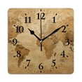 thumbnail image 1 of Square Wall Clock,Vintage Paper BackgSquare With World Map,Silent Non-Ticking Wall Clock Decor for Home Office Kitchen Living Room Bedroom(16inch), 1 of 4