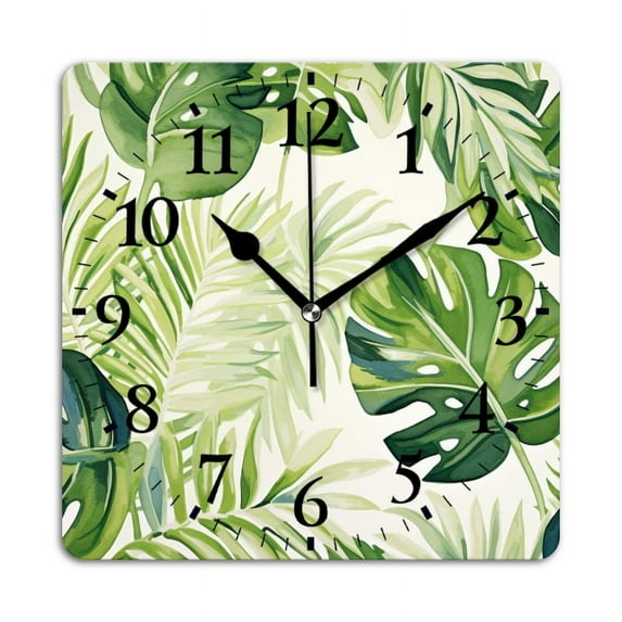 Square Wall Clock,Watercolor Painting On White BackgSquare,Silent Non-Ticking Wall Clock Decor for Home Office Kitchen Living Room Bedroom(14inch)