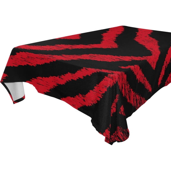Square Washable Wrinkle Resistant Heat Resistant Table Cloth 60"x120"Decorative Table Cover for Kitchen Dining Room, Multiple Sizes Available Bold Crimson Chevron Pattern