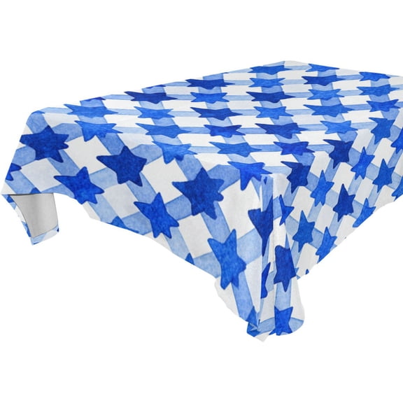 Square Washable Wrinkle Resistant Heat Resistant Table Cloth 60"x120"Decorative Table Cover for Kitchen Dining Room, Multiple Sizes Available Dark Blue Five-pointed Star
