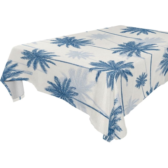 Square Washable Wrinkle Resistant Heat Resistant Table Cloth 60"x120"Decorative Table Cover for Kitchen Dining Room, Multiple Sizes Available Indigo Palm Pattern