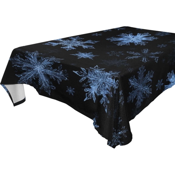 Square Washable Wrinkle Resistant Heat Resistant Table Cloth 60"x120"Decorative Table Cover for Kitchen Dining Room, Multiple Sizes Available Pale Blue Chrimas Snowflake