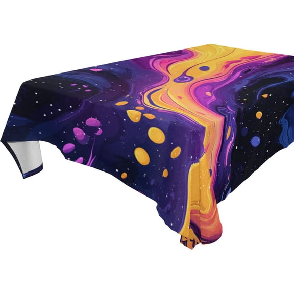 Square Washable Wrinkle Resistant Heat Resistant Table Cloth 60"x120"Decorative Table Cover for Kitchen Dining Room, Multiple Sizes Available Psychedelic Colors Pattern