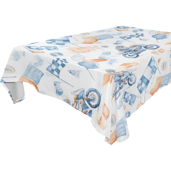 Square Washable Wrinkle Resistant Heat Resistant Table Cloth 60"x120"Decorative Table Cover for Kitchen Dining Room, Multiple Sizes Available Speeding Motorcycle Collage