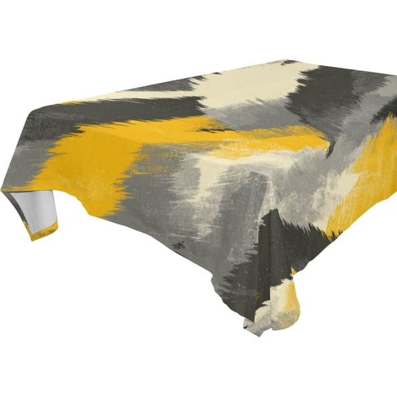 Square Washable Wrinkle Resistant Heat Resistant Table Cloth 60"x60"Decorative Table Cover for Kitchen Dining Room, Multiple Sizes Available Brushstroke Yellow Grey Camo Print