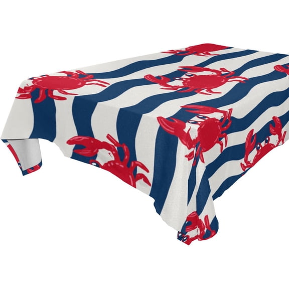 Square Washable Wrinkle Resistant Heat Resistant Table Cloth 60"x60"Decorative Table Cover for Kitchen Dining Room, Multiple Sizes Available Coastal Crab Design