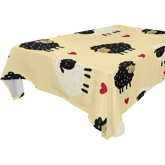 Square Washable Wrinkle Resistant Heat Resistant Table Cloth 60"x60"Decorative Table Cover for Kitchen Dining Room, Multiple Sizes Available Cute Sheep Heart Pattern