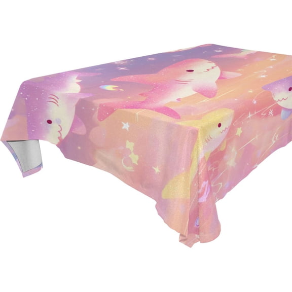 Square Washable Wrinkle Resistant Heat Resistant Table Cloth 60"x60"Decorative Table Cover for Kitchen Dining Room, Multiple Sizes Available Dreamy Shark Galaxy