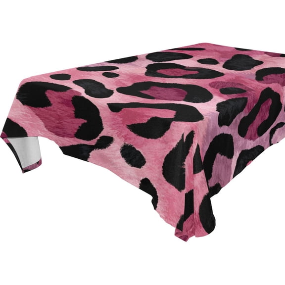 Square Washable Wrinkle Resistant Heat Resistant Table Cloth 60"x60"Decorative Table Cover for Kitchen Dining Room, Multiple Sizes Available Fuchsia Pink Fur Leopard Print