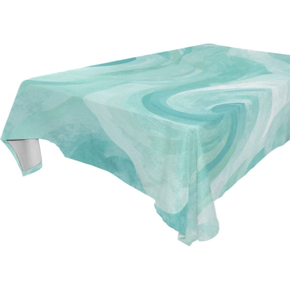 Square Washable Wrinkle Resistant Heat Resistant Table Cloth 60"x60"Decorative Table Cover for Kitchen Dining Room, Multiple Sizes Available Mint Swirl Watercolor Print