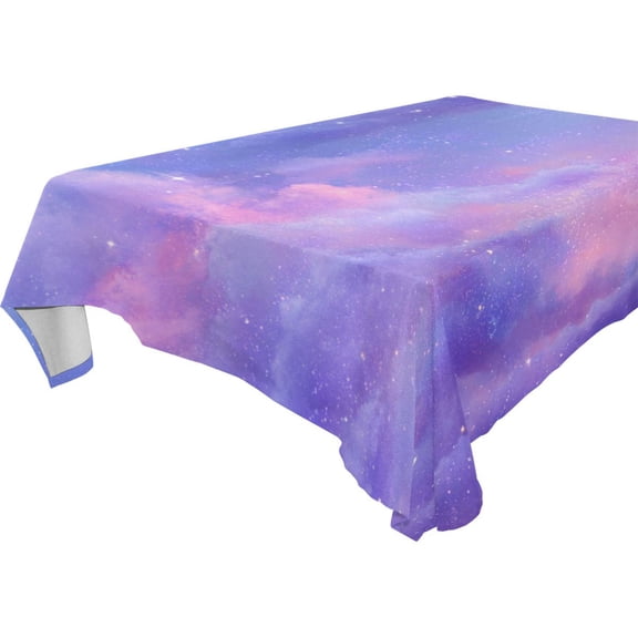 Square Washable Wrinkle Resistant Heat Resistant Table Cloth 60"x60"Decorative Table Cover for Kitchen Dining Room, Multiple Sizes Available Purple Pink Twilight Galaxy