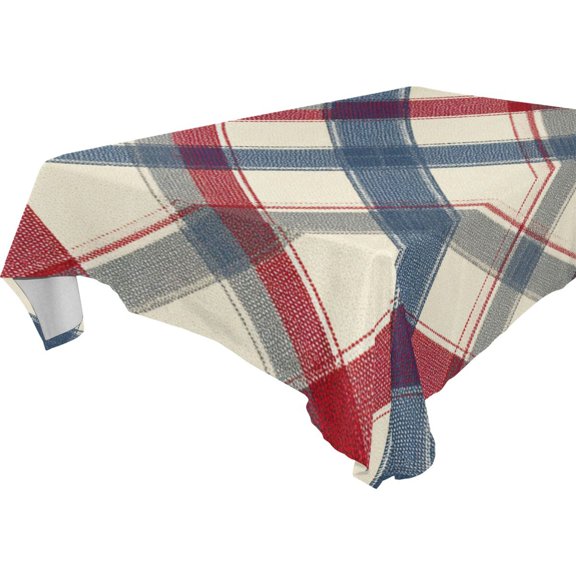 Square Washable Wrinkle Resistant Heat Resistant Table Cloth 60"x60"Decorative Table Cover for Kitchen Dining Room, Multiple Sizes Available Red-blue Diagonal Lines