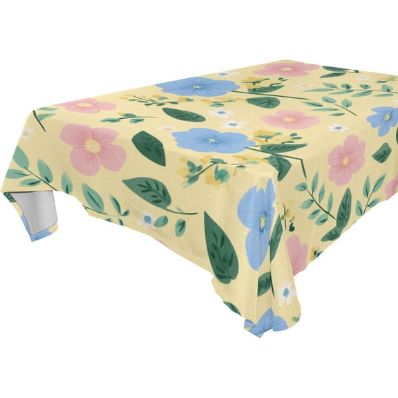 Square Washable Wrinkle Resistant Heat Resistant Table Cloth 60"x60"Decorative Table Cover for Kitchen Dining Room, Multiple Sizes Available Sweet Buttercup Floral Bloom