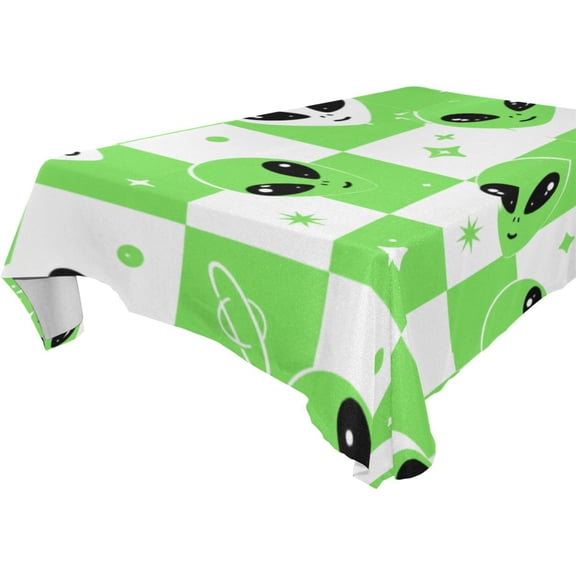 Square Washable Wrinkle Resistant Heat Resistant Table Cloth 60"x90"Decorative Table Cover for Kitchen Dining Room, Multiple Sizes Available Alien Space Checkered Pattern