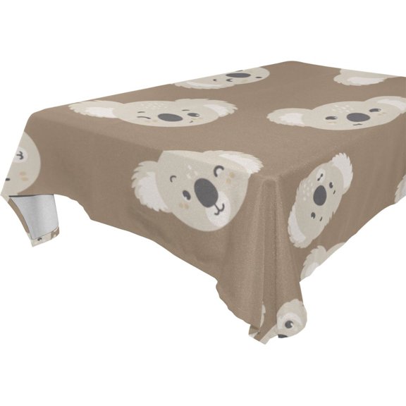 Square Washable Wrinkle Resistant Heat Resistant Table Cloth 60"x90"Decorative Table Cover for Kitchen Dining Room, Multiple Sizes Available Brown Koala Face Pattern
