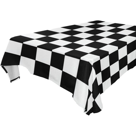 Square Washable Wrinkle Resistant Heat Resistant Table Cloth 60"x90"Decorative Table Cover for Kitchen Dining Room, Multiple Sizes Available Classic Black-and-white Checkered Pattern