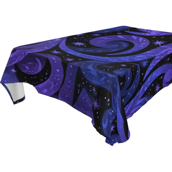 Square Washable Wrinkle Resistant Heat Resistant Table Cloth 60"x90"Decorative Table Cover for Kitchen Dining Room, Multiple Sizes Available Starry Night Cosmic Swirl Design