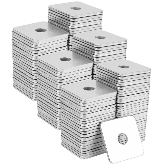Square Washers Plate, 1/2 Inch ID, 2x2 Inch OD, 1/8 Inch Thickness, 60 Pieces