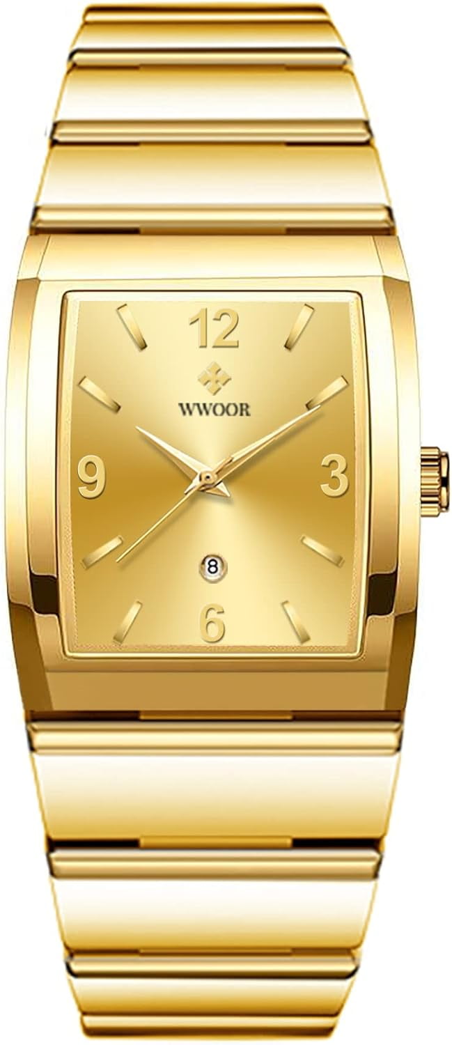Square Watch for Men and Women - Stainless Steel With Date - Casual Men's Watches