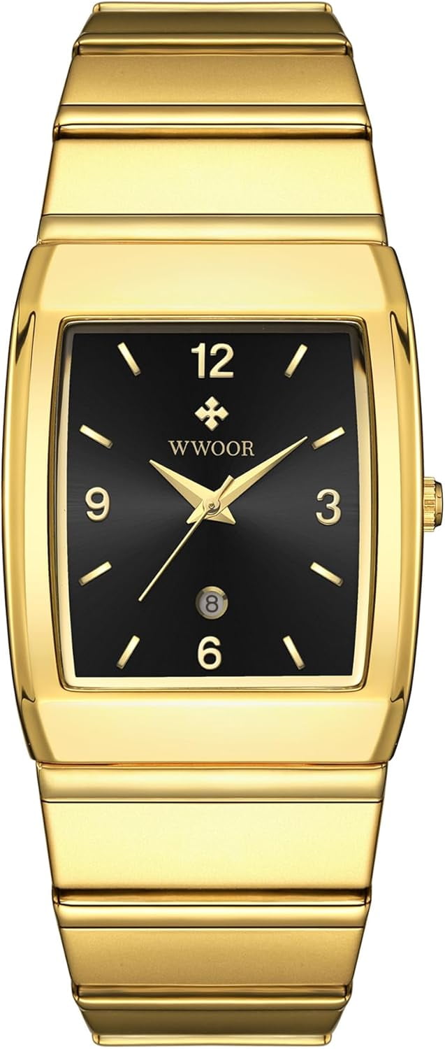 Square Watch for Men and Women - Stainless Steel With Date - Casual Men's Watches