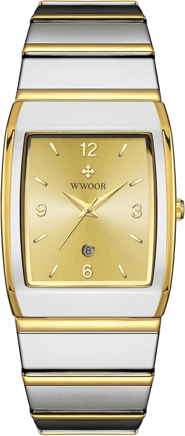 Square Watch for Men and Women - Stainless Steel With Date - Casual Men's Watches