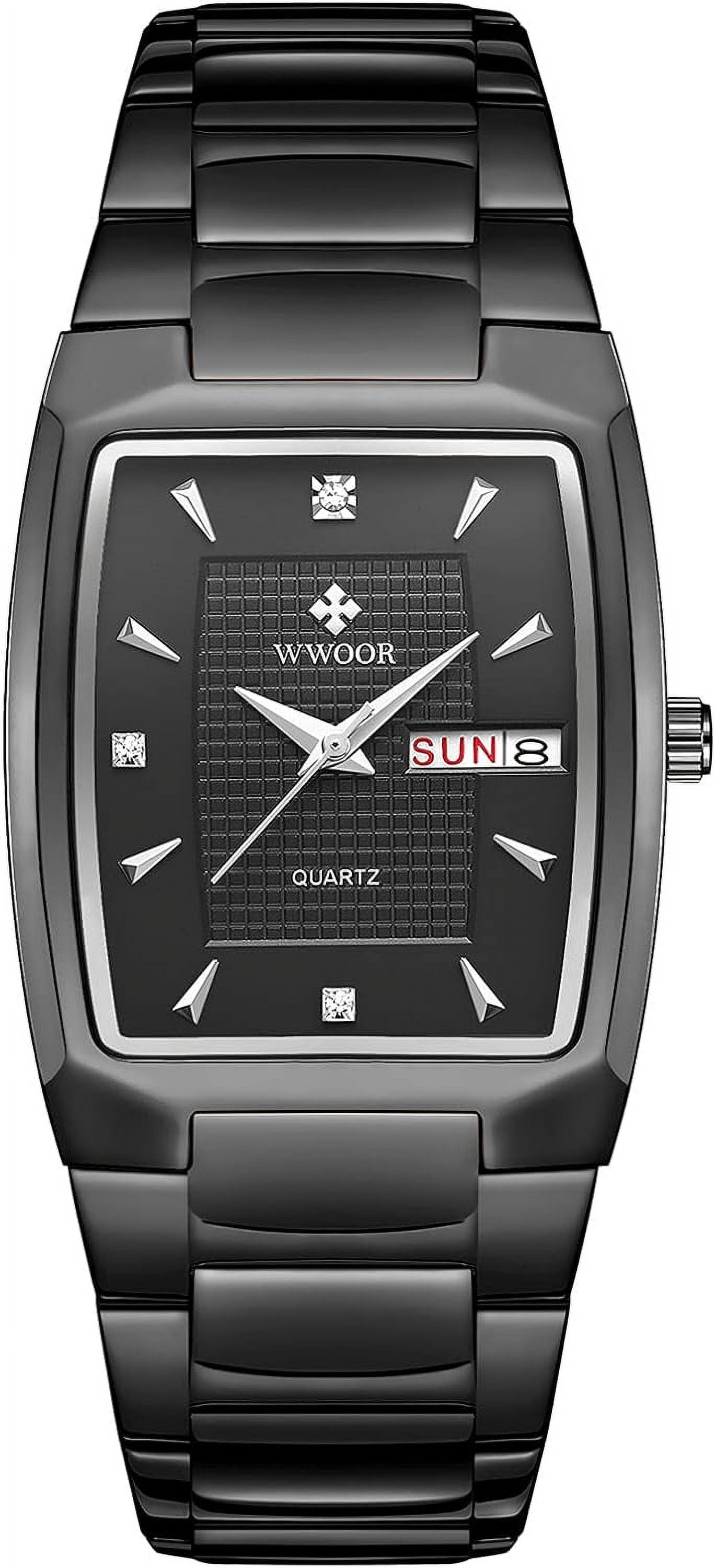 Square Watches for Men Stainless Steel Mens Square Watch with Date Original Waterproof Analog Quartz Fashion Business Casual Wristwatch