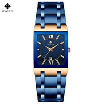 Square Watches for Men Stainless Steel Mens Square Watch with Date Original Waterproof Analog Quartz Fashion Business Casual Wristwatch