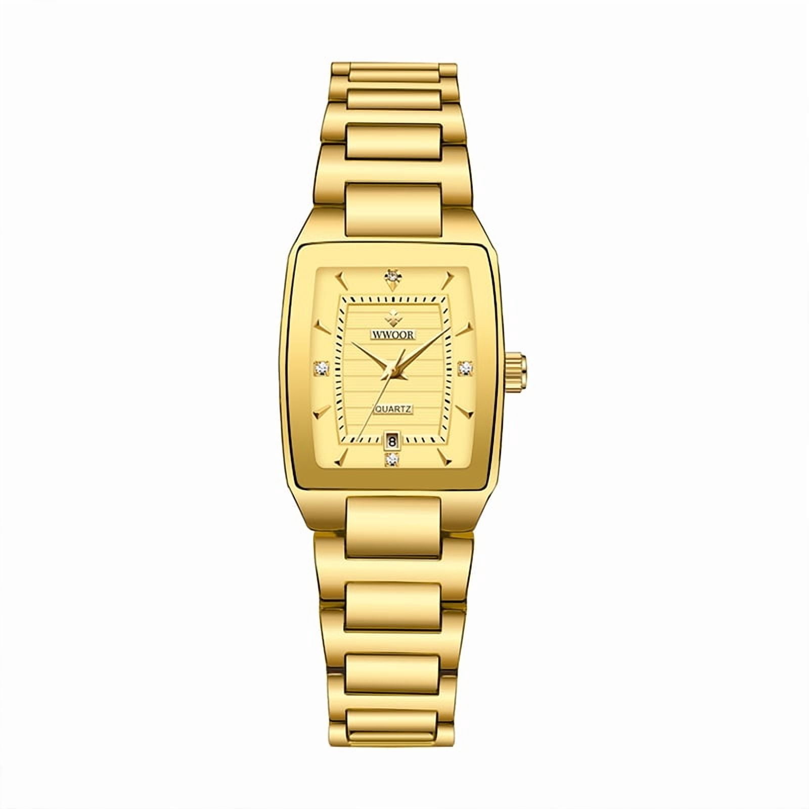 Square Watches for Women, Women's Wristwatches, Ladies Waterproof Stainless Steel Analog Small Dainty Gold Watch for Women