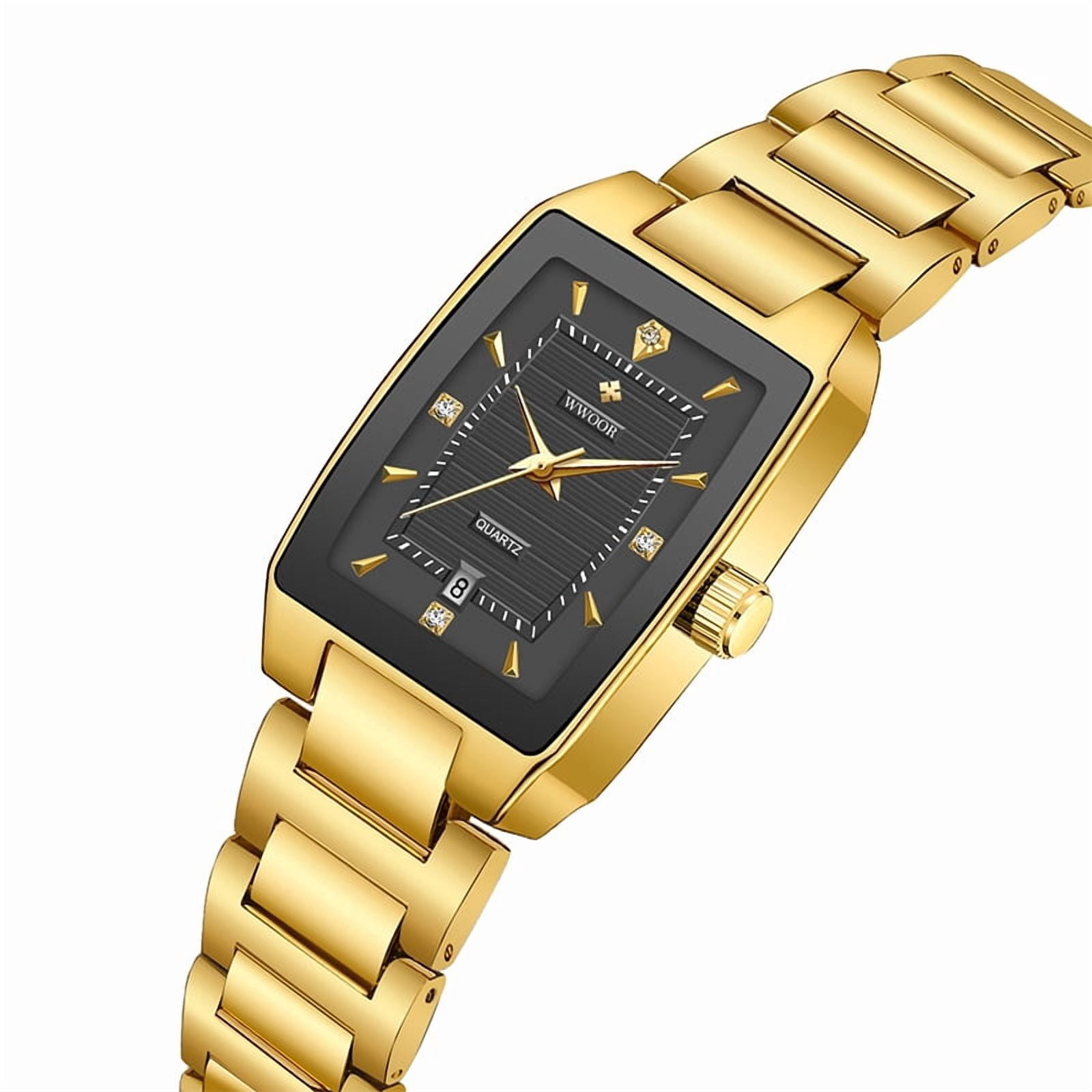 Square Watches for Women, Women's Wristwatches, Ladies Waterproof Stainless Steel Analog Small Dainty Gold Watch for Women