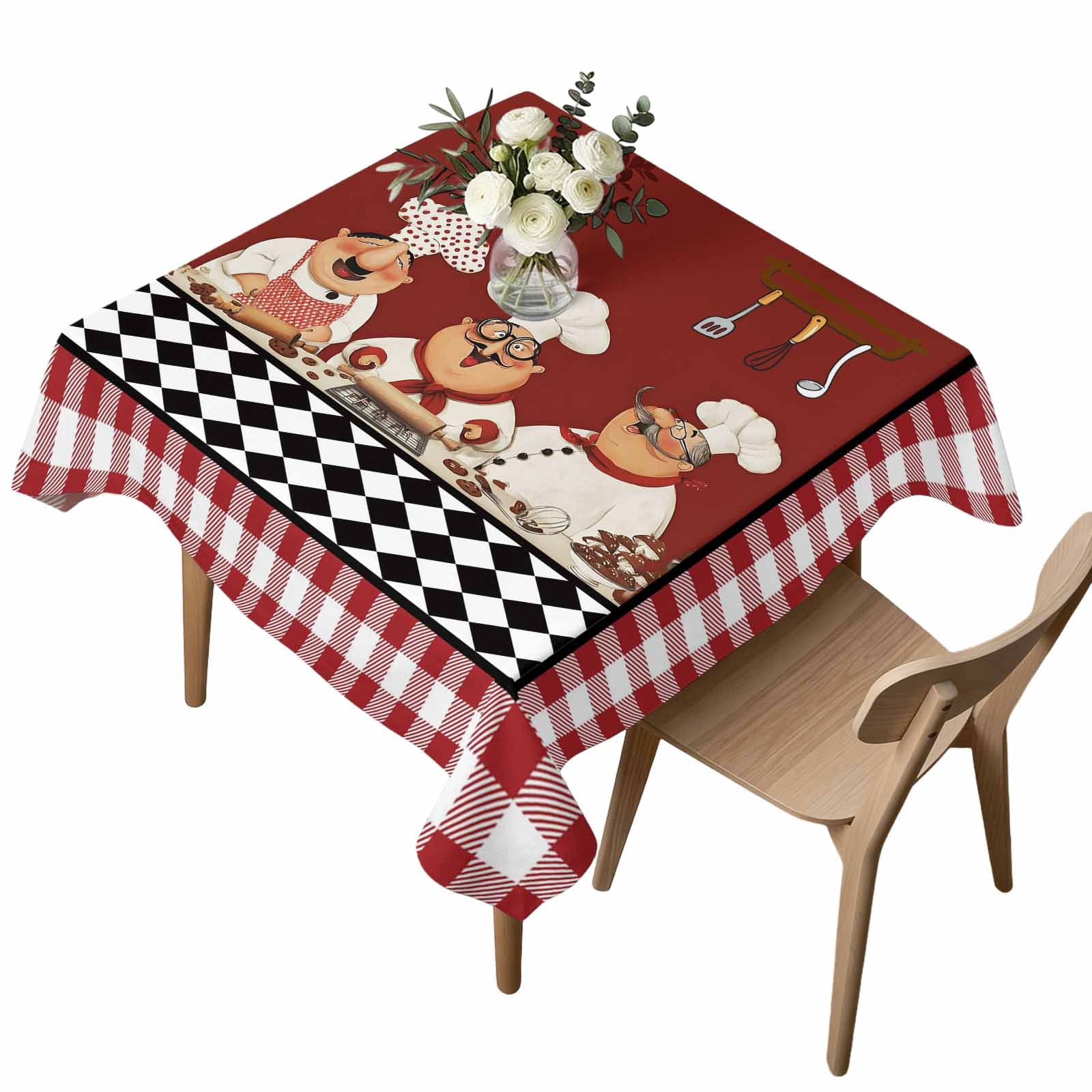 Square Waterproof Tablecloth 54x54in Farmhouse Funny Chefs Table Cloths ...
