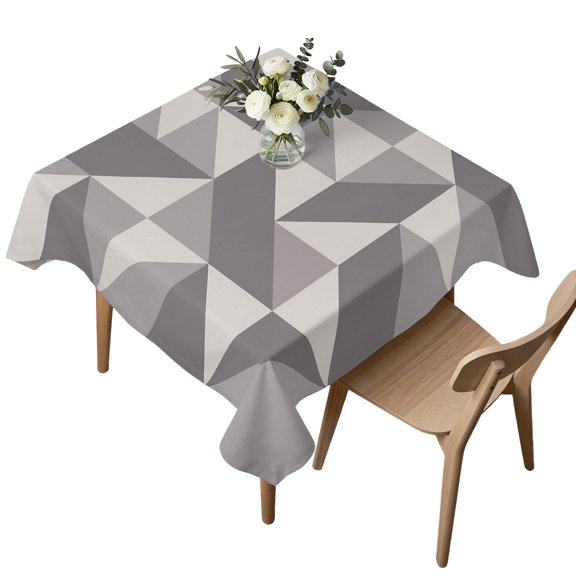 Square Waterproof Tablecloth 54x54in Geometric Grey Art Triangle Table Cloths Cover Abstract Geometric Pattern Spill Proof Kitchen Dining Tabletop Covers for Holiday Party,Camping