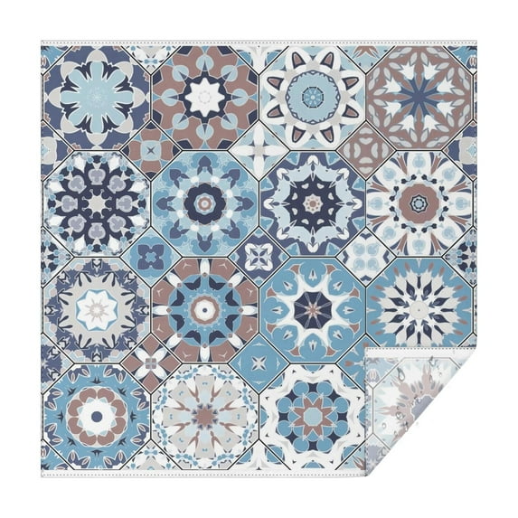 Square Waterproof Tablecloth Boho Reusable Indoor/Outdoor Durable Table Cover 70 Inch X70 Inch