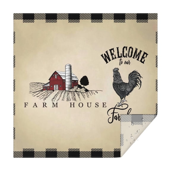 Square Waterproof Tablecloth Farmhouse and Chickens Reusable Indoor/Outdoor Durable Table Cover 70 Inch X70 Inch