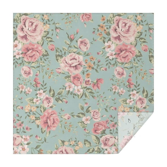Square Waterproof Tablecloth Floral Rose 2 Reusable Indoor/Outdoor Durable Table Cover 70 Inch X70 Inch